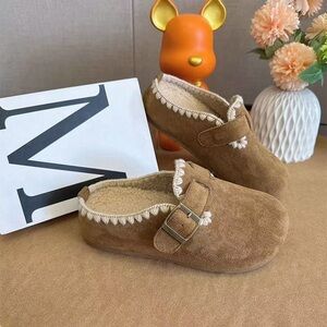 Cozy Brown Kids Shoes with Buckle